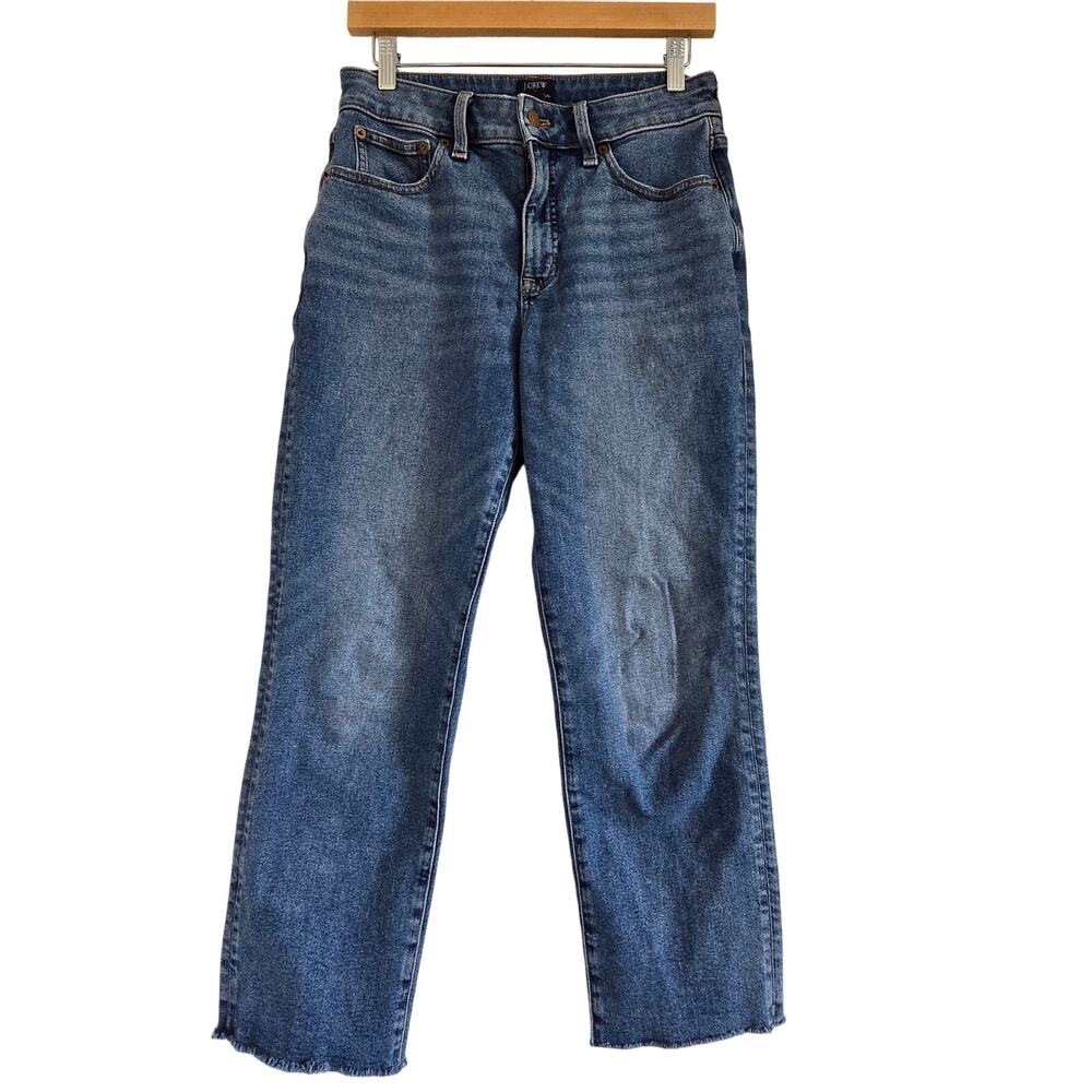 J, Crew Curvy Essential Straight Jeans Stretch Size 27 Cropped Classic Comfort - Picture 2 of 10